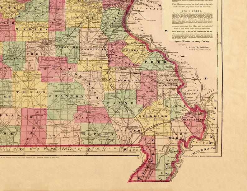 1861 Missouri Map-SEMO closeup